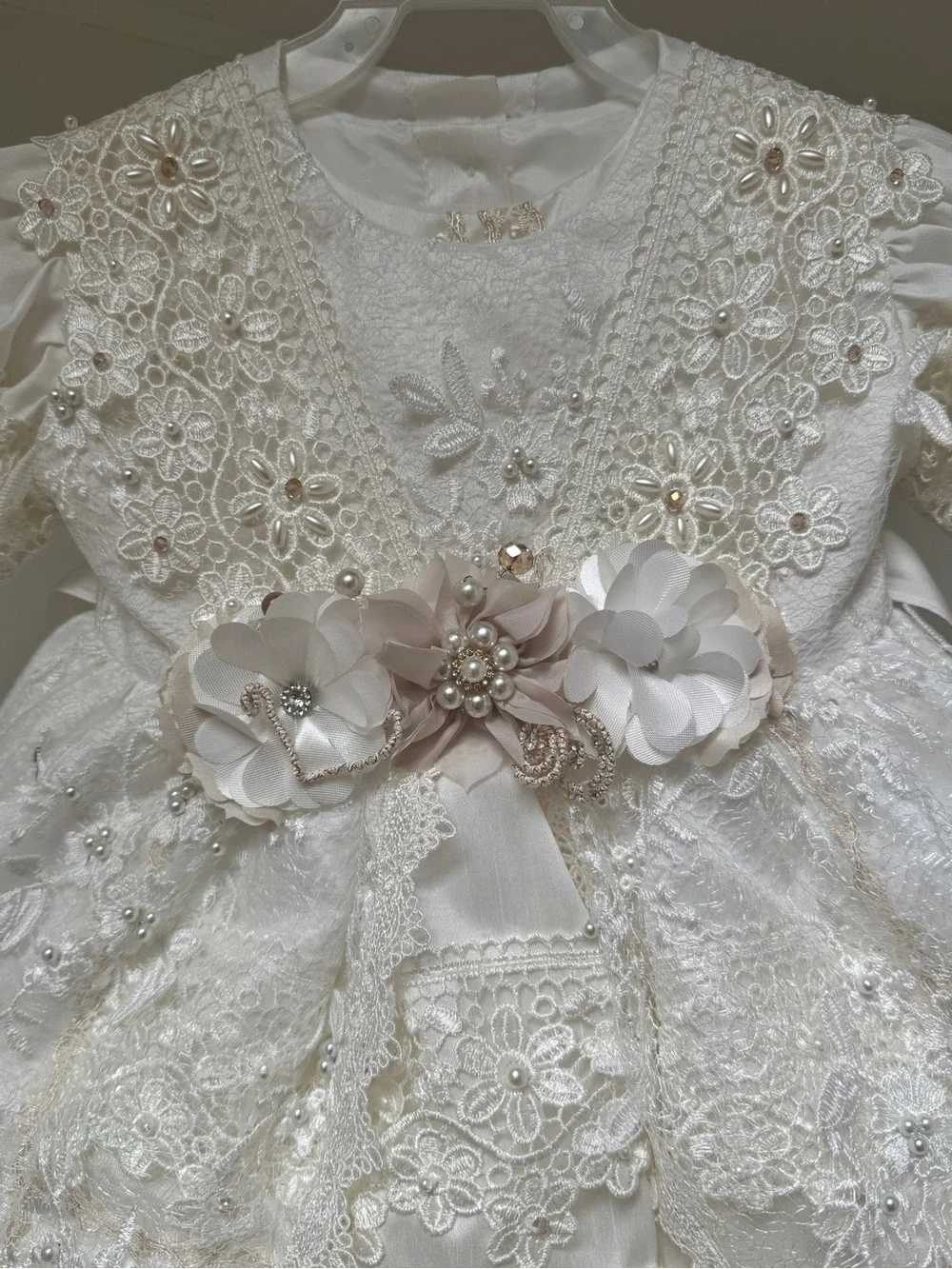 Ivory Lace Floral Christening Gown